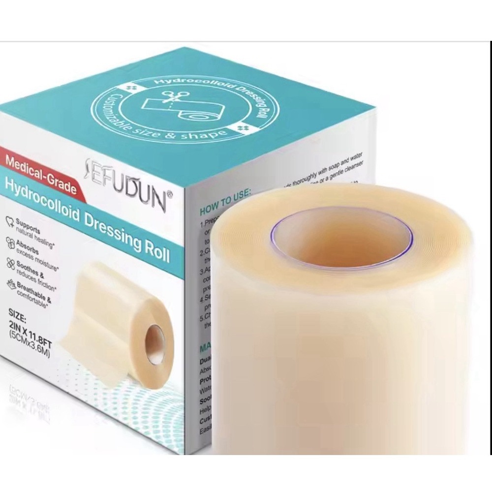 Sefudun Medical-Grade Hydrocolloid Dressing Roll 2in x 11.8ft Wound Care Tape